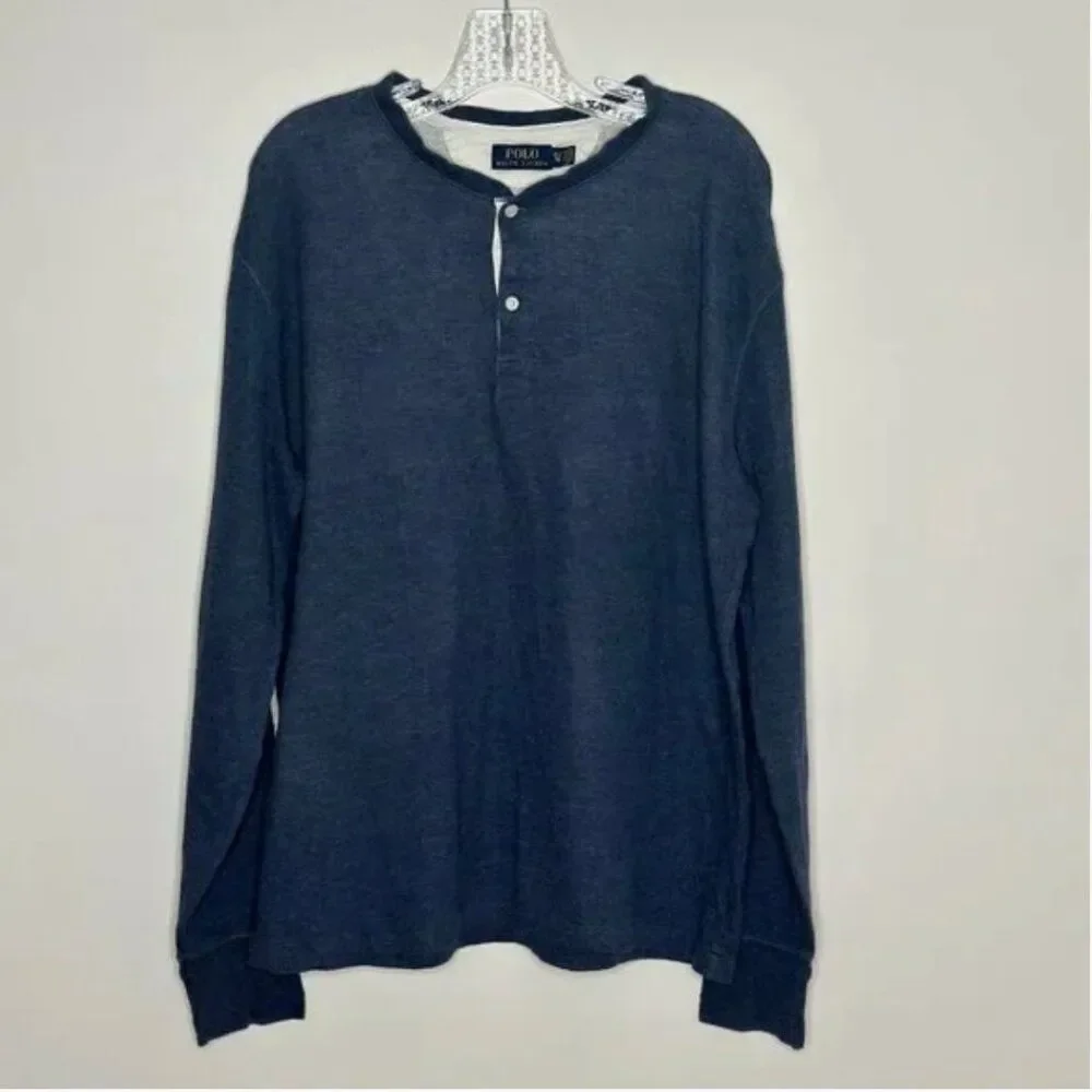 Polo Ralph Lauren Men's Long Sleeve Blue Henley Size XL